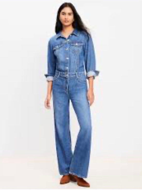 LOFT Pants - Loft Denim Jean Jumpsuit Women’s size 6 Zip Fly Button Up Long Sleeve Lyocell